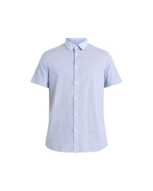 Armani Exchange Blue Men's Check Short Sleeve Shirt for men