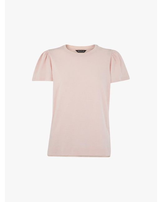 Whistles Pink Women's Cotton Frill Sleeve T-shirt