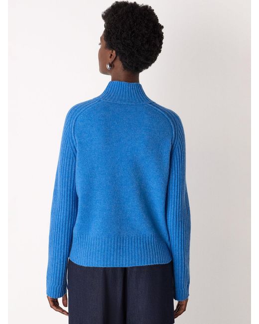 Whistles Blue Funnel Neck Knit