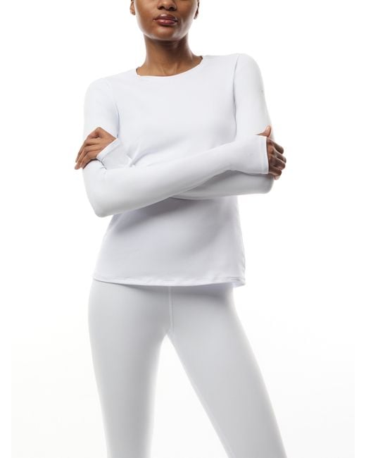 Alo Yoga Alosoft Finesse Long Sleeve Top in White | Lyst UK