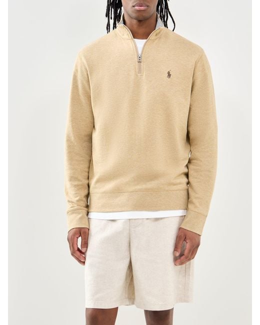 Polo Ralph Lauren Natural Double Knit Quarter Zip Sweatshirt for men
