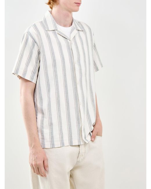 Jack & Jones White Breeze Stripe Short Sleeve Shirt Cream for men