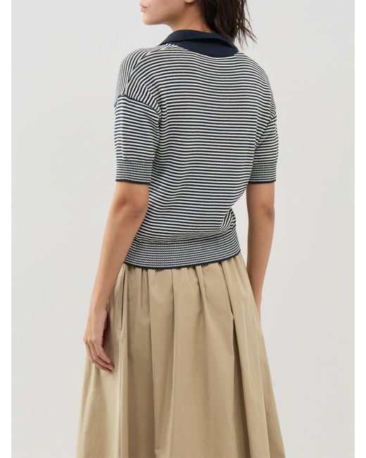 Weekend by Maxmara Blue Albero Pinstripe Polo Shirt