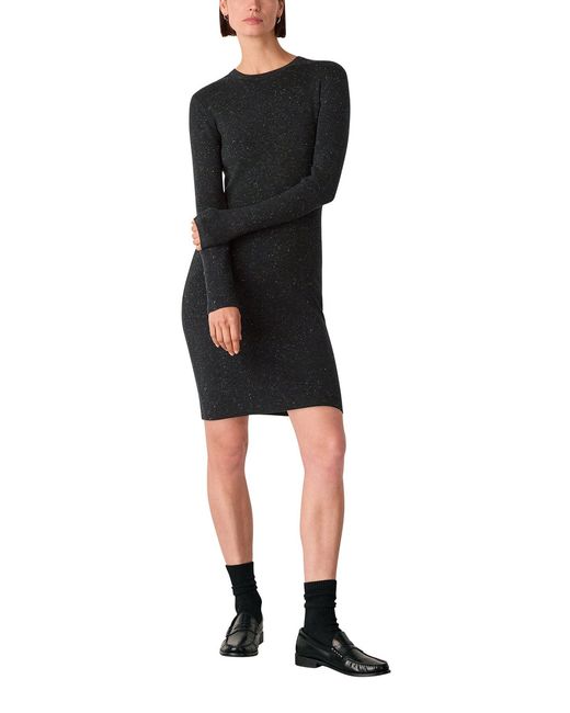 Whistles Black Annie Sparkle Short Knit Dress