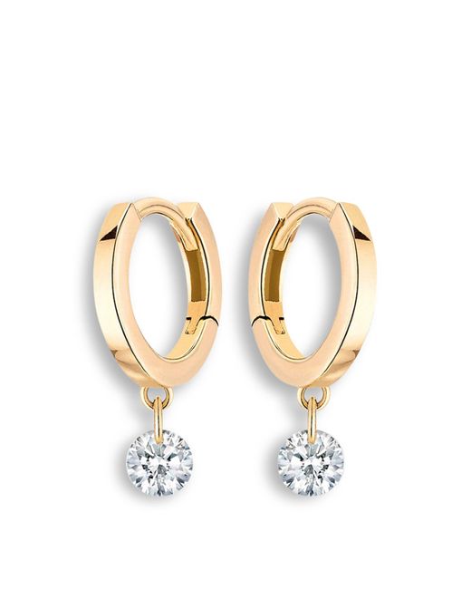 La Brune Et La Blonde White Women's Brilliant Diamond 18kt Hoop Earrings