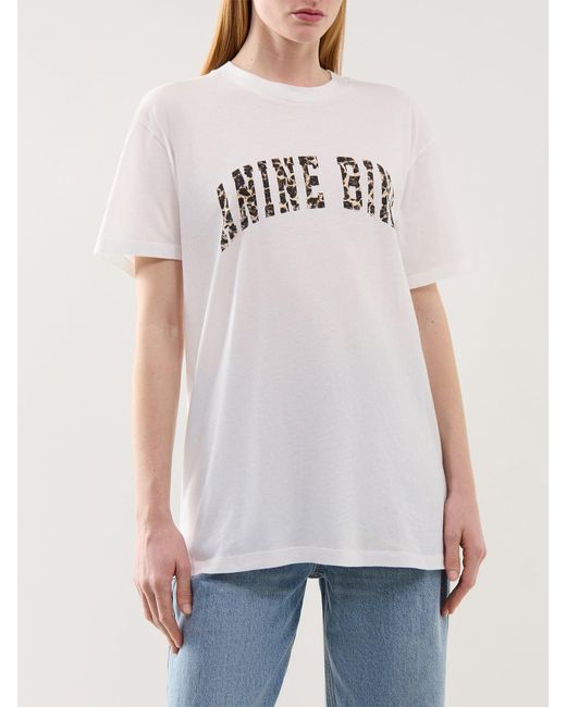 Anine Bing White Walker Tee Leopard Cream
