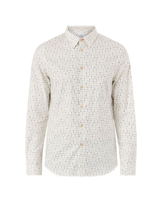 Paul Smith White Dice Dots Oxford Shirt for men