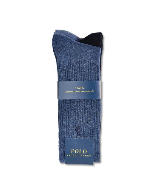 Polo Ralph Lauren Blue Men's Three Pack Cotton Crew Socks for men