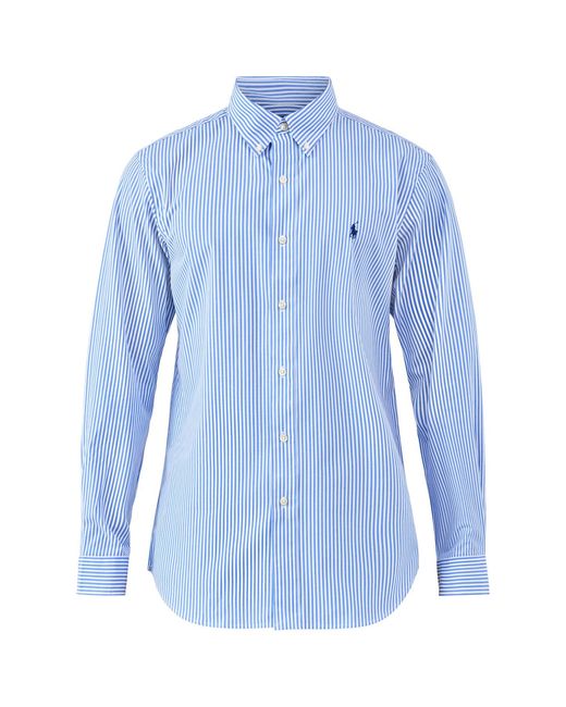 Polo Ralph Lauren Blue Custom Fit Poplin Stretch Stripe Shirt for men