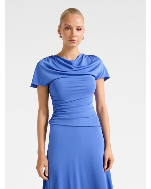 Forever New Blue Gemini High Neck Jersey Maxi Dress