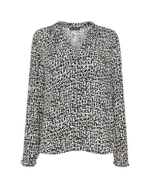 Whistles Gray Women's Scribble Print Blouse