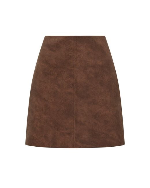 Forever New Brown Wren Vegan Leather Mini Skirt