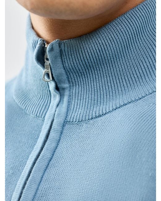 Lacoste Blue Half Zip Knit Jumper for men