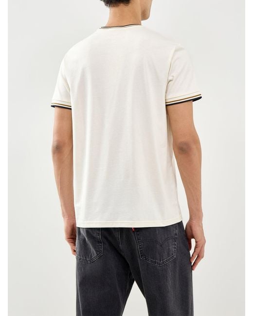 Fred Perry White Twin Tipped T-Shirt Cream for men