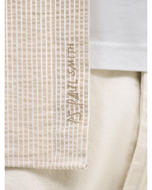 Paul Smith White Stitch Stripe Seersucker Shirt for men