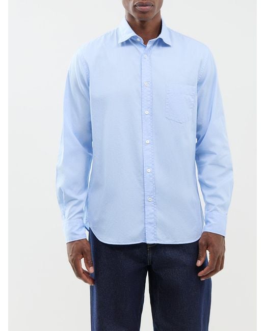 Hartford Blue Paul Peach Twill Shirt for men