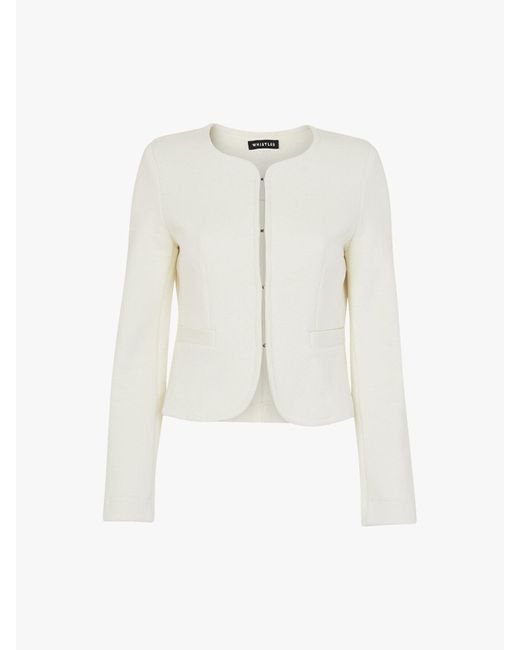 Whistles White Women's Collarless Jersey Jacket