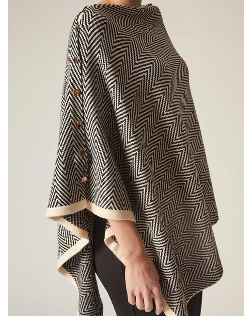 James Lakeland Gray Chevron Button Poncho