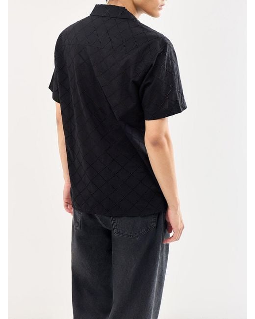 Jack & Jones Black Summer Luke Anglaise Resort Short Sleeve Shirt for men