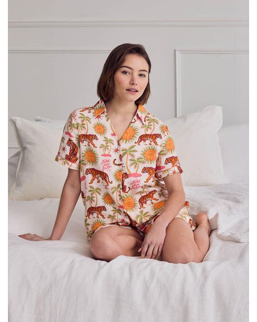 Chelsea Peers White Fiesta Siesta Cheesecloth Short Pyjama Set