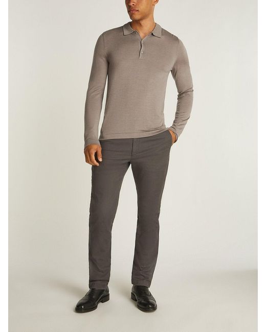 Calvin Klein Brown Italian Merino Long Sleeve Polo for men
