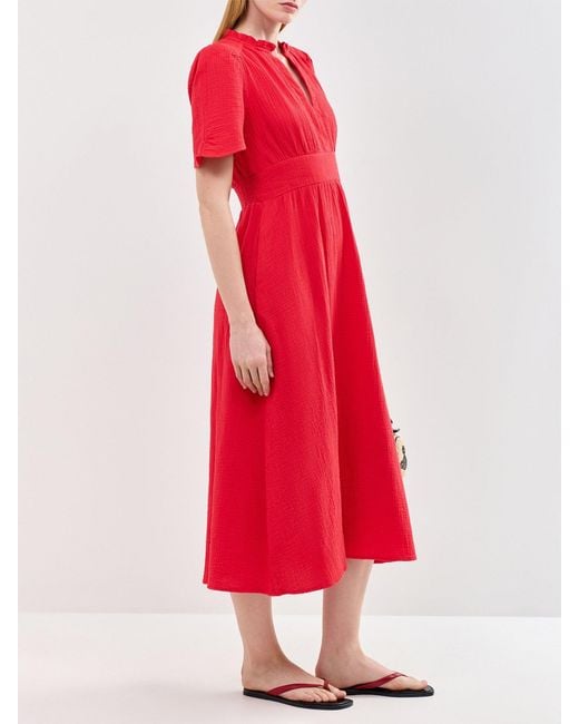 Aspiga Red Esha Organic Cheesecloth Midi Dress