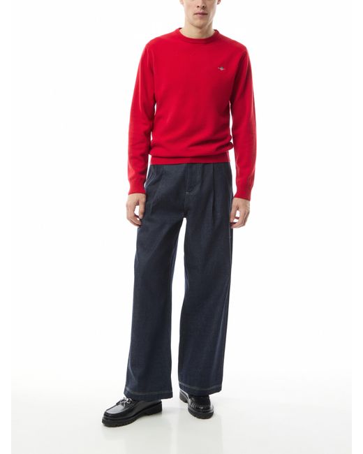 Gant Red Men's Crew Neck Superfine Lambswool Sweater for men