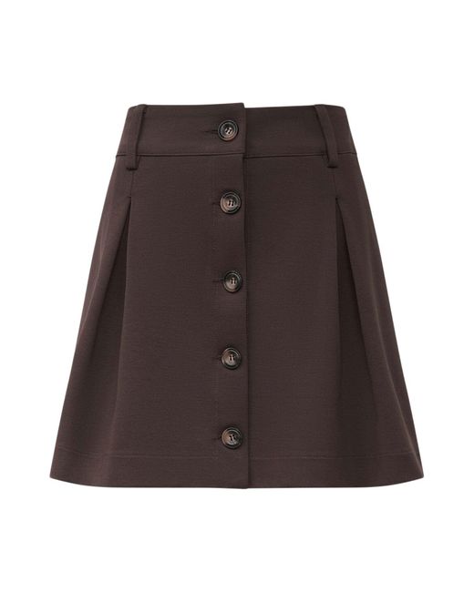 James Lakeland Brown Pin Tuck Button Skirt