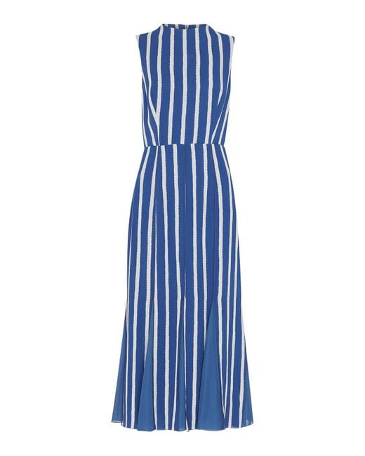 Whistles Blue Women's Crinkle Stripe Midi Dress