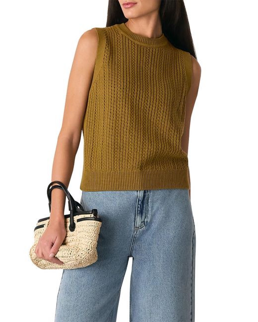 Whistles Green Pointelle Knitted Tank