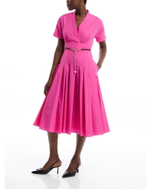 Max Mara Studio Pink Women's Alatri Midi Belted Cotton Dress