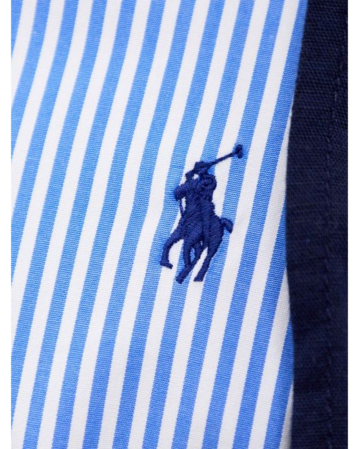 Polo Ralph Lauren Blue Custom Fit Poplin Stretch Stripe Shirt for men