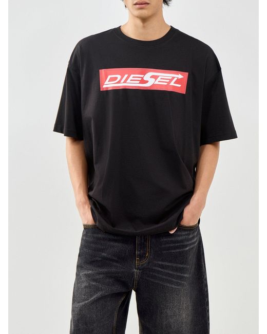 DIESEL Black Big Logo T-Shirt for men