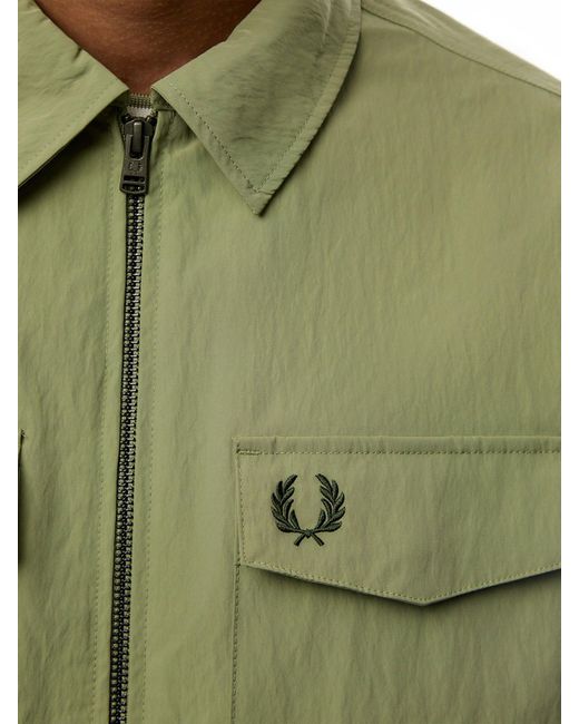 Fred Perry Green Zip Through Overshirt for men