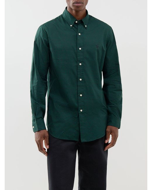 Polo Ralph Lauren Green Custom Fit Sanded Twill Check Shirt for men