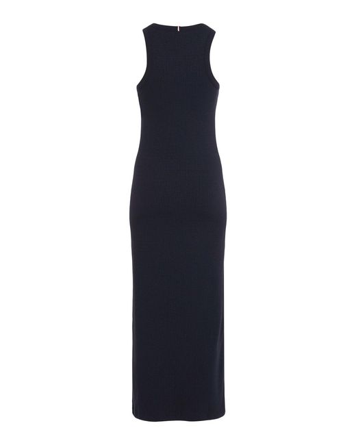 Tommy Hilfiger Blue Ribbed Midi Bodycon Dress