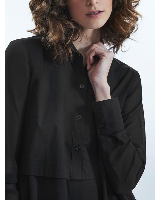 James Lakeland Black Sheer Sleeve Ruffle Shirt