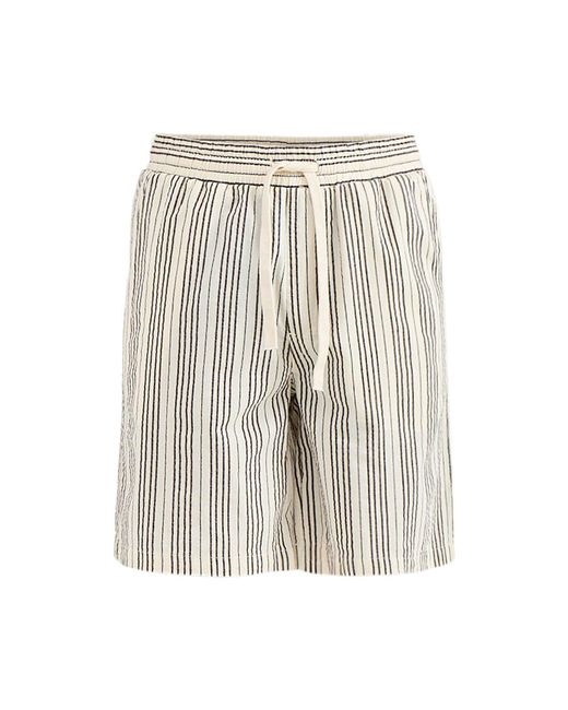 Only & Sons White Seersucker Jogger Shorts Cream for men