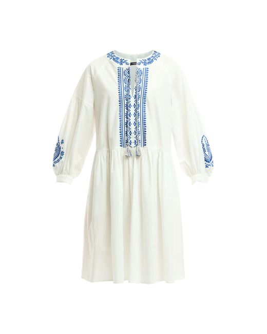 Weekend by Maxmara White Women's Mini Embroidered Cotton Poplin Dress