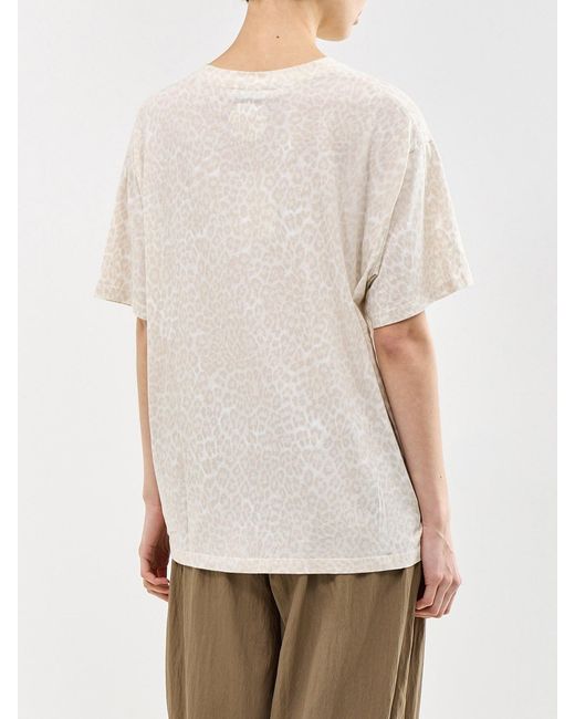 Anine Bing White Cade Leopard T-Shirt Cream