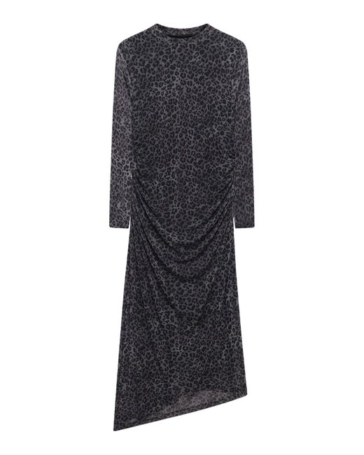 Mint Velvet Black Leopard Print Mesh Midi Dress