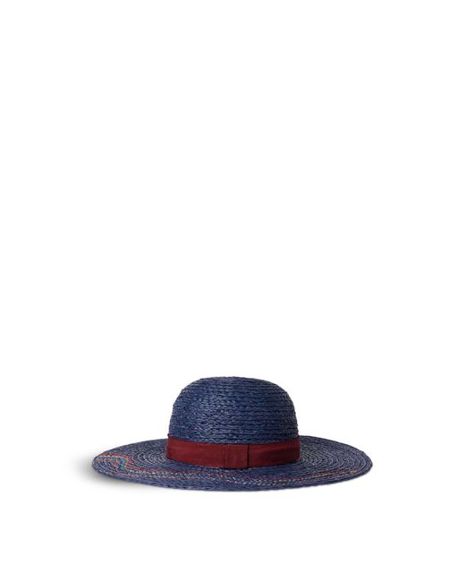 Paul Smith Blue Women's Swirl Embroidered Straw Hat