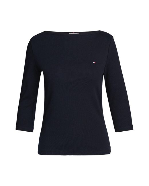Tommy Hilfiger Blue Boat Neck Slim T-Shirt Desert Sky