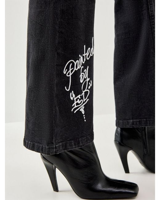 Ed Hardy Blue Rising Phoenix Flared Jeans
