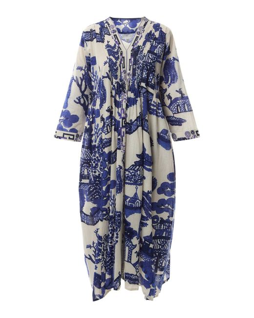 One Hundred Stars Blue Pinch Pleat Dress