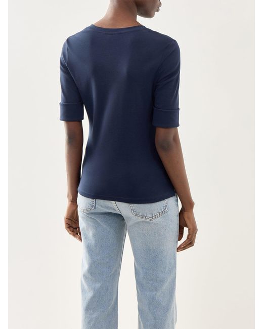 Ralph Lauren Blue V Judy Elbow Sleeve Knit