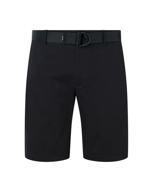 Calvin Klein Black Slim Twill Belted Shorts for men