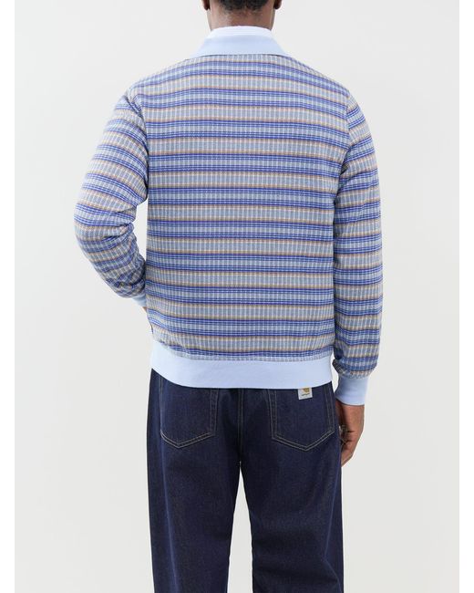 Paul Smith Blue Texture Stripe Collar Cardigan for men