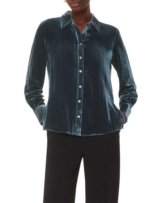 Whistles Blue Women's Lara Velvet Shirt