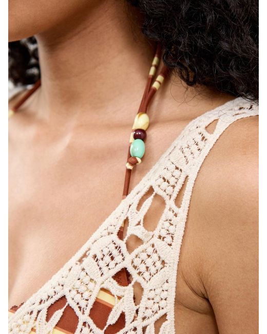 Pieces White Lina Crochet Beach Dress Cream